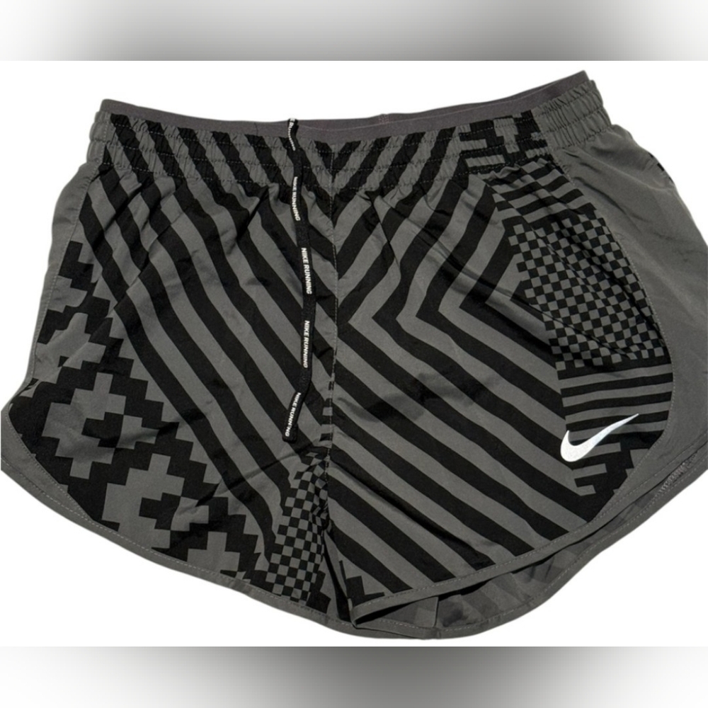 Nike Geometric Black and Gray Running Shorts Size SP